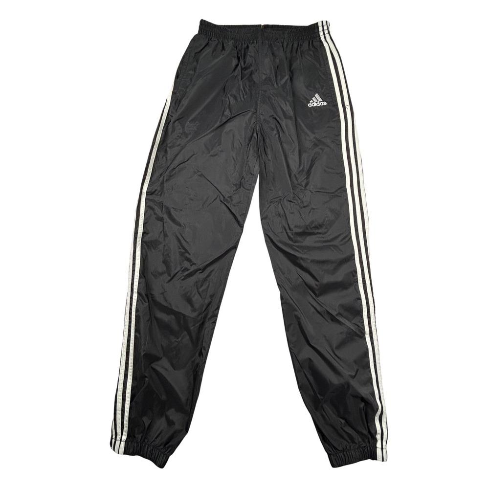 Vintage Adidas Pants Mens L Windbreaker Black White Stripe Nylon Track 90s Y2K